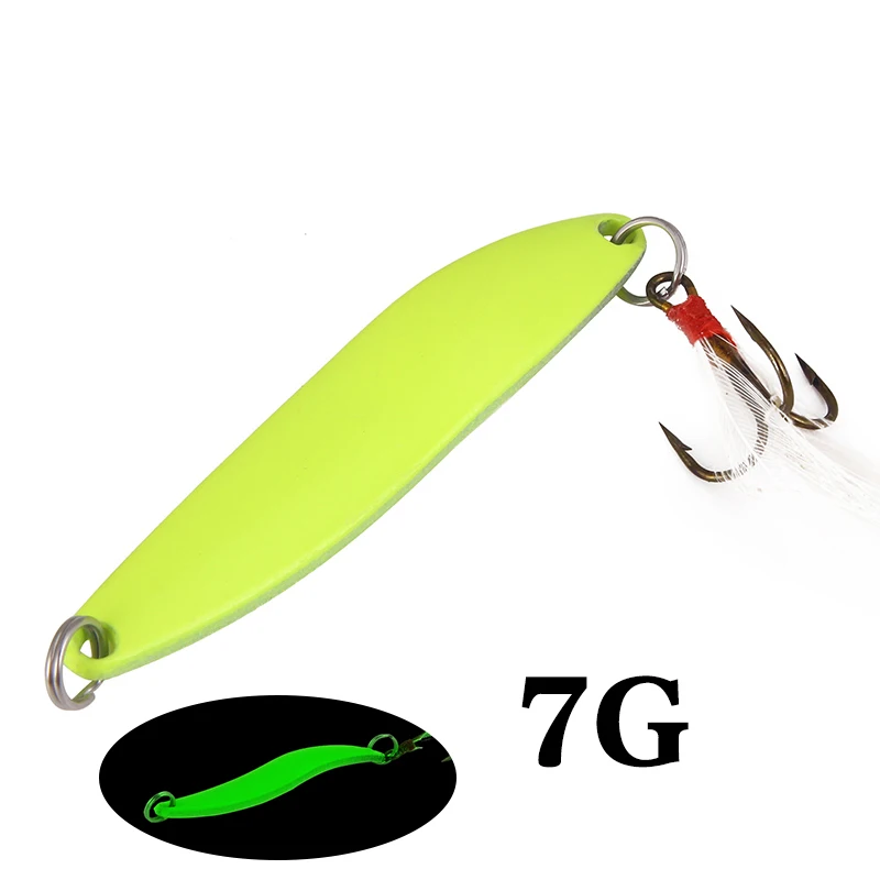 Metal Spinner Spoon Fishing Lure Hard Bait Sequins Noise Paillette with Feather Treble Hook Luminous Fishing Tackle5g 7g 10g 13g