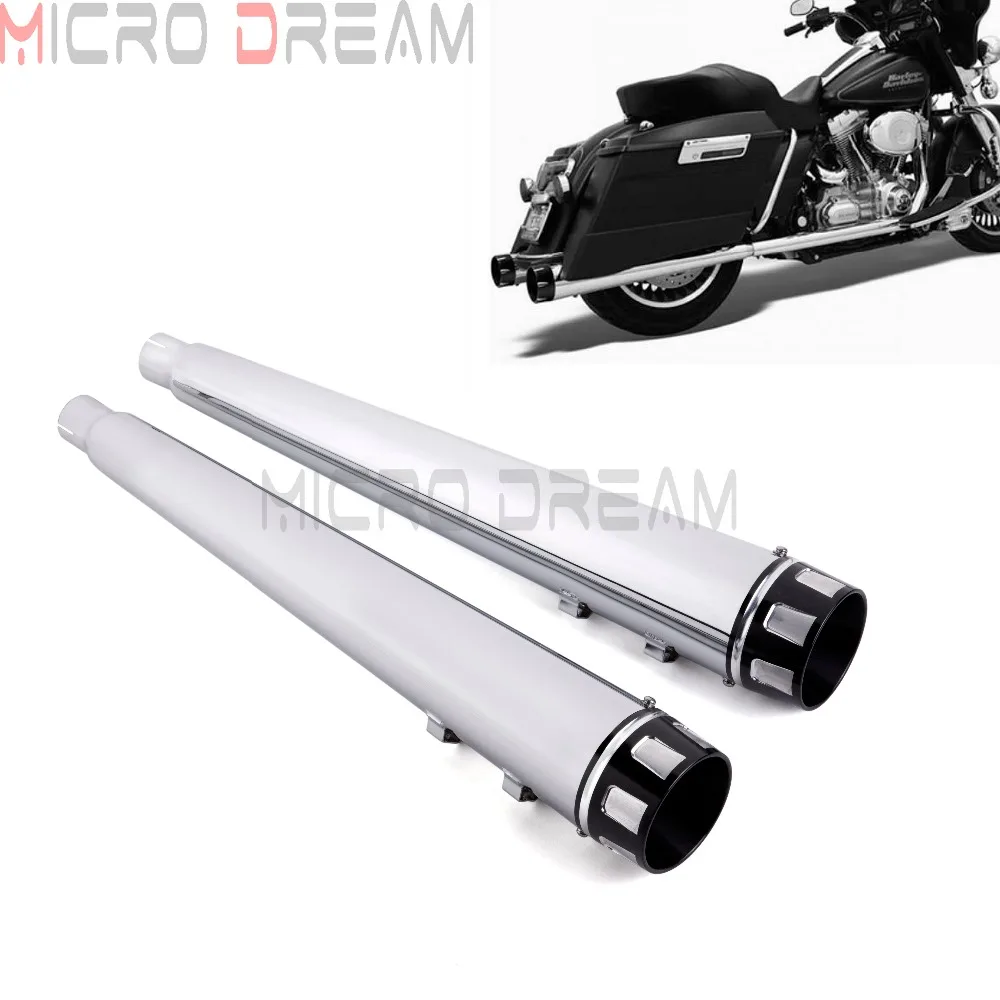 2pcs Motorcycle Chrome 29'' Slip-On Mufflers Exhaust Pipes For Harley Touring Road King Electra Street Road Glide 1995-2017 2pcs Motorcycle Chrome 29'' Slip-On Mufflers Exhaust Pipes For Harley Touring Road King Electra Street Road Glide 1995-2017