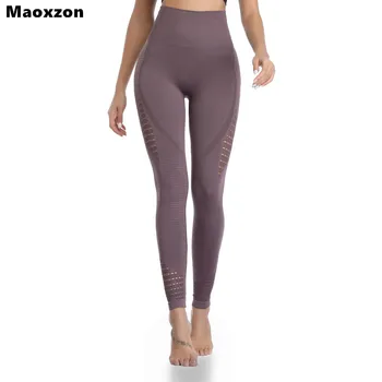 

Maoxzon Womens High Waist Seamless Sportswear Slim Leggings For Female New Hollow Out Jogger Fitness Elastic Slim Skinny Pants