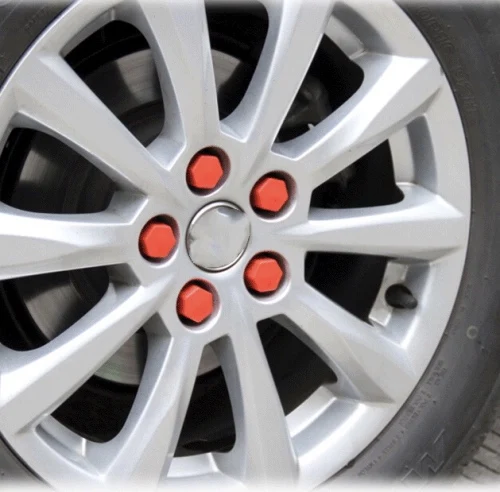 Стайлинга автомобилей 20 шт. 17 мм Силиконовое колесо гайка болт и гайка защитный колпачок колесные гайка с болтом защитный колпачок шин колесный винт болты - Название цвета: Красный