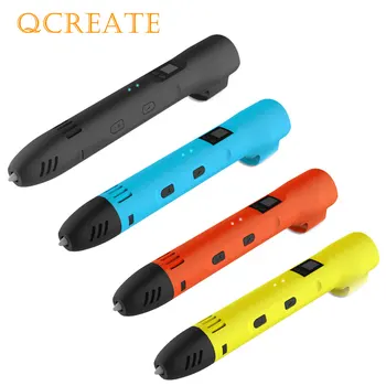 

QCREATE PLA PCL Dual Material 3D Printing Pen LCD Screen Adjustable Heating Temperature 8-speeds Setting add 100M PLA Filament