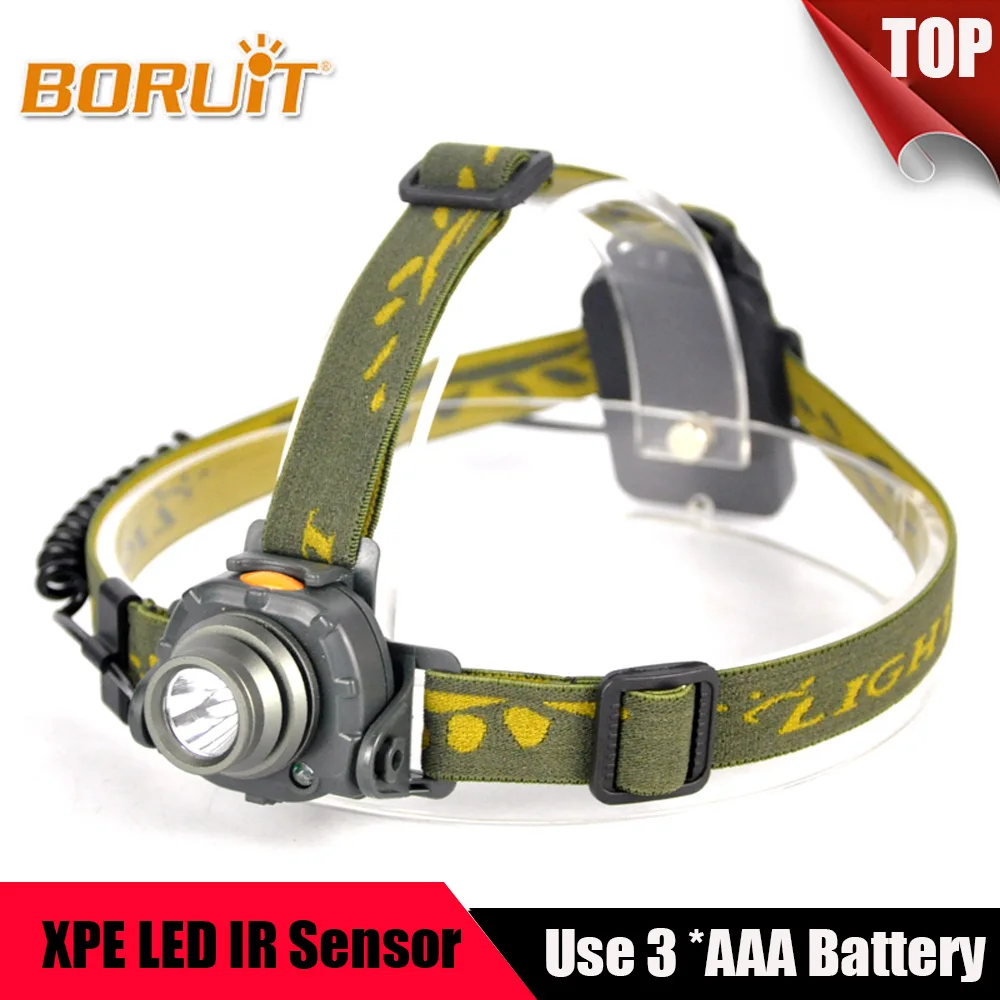 BORUIT 2000LM XPE LED Headlight IR Sensor 3 Modes Headlamp Lantern Camping Hunting Fishing 100M Distance AAA Battery Head Torch BORUIT 2000LM XPE LED Headlight IR Sensor 3 Modes Headlamp Lantern Camping Hunting Fishing 100M Distance AAA Battery Head Torch