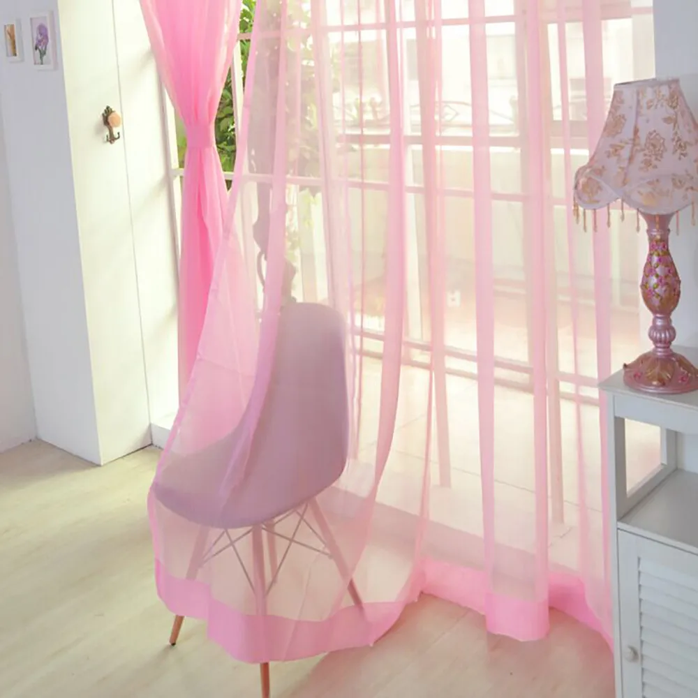 Европейский и американский стиль, белые оконные занавески, Сплошные Двери, занавески, простыня, отвесный тюль для гостиной, Dropshipping20 - Цвет: Pink