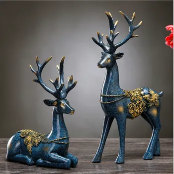 

2pcs Resin Milu deer wine cabinet modern Creativity European Home decoration accessories Wedding gift Ornament