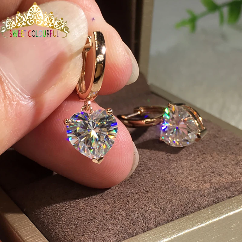 18 K золото пара серег 1CT D Цвет серьги с муассанитом для Для женщин M-0.8