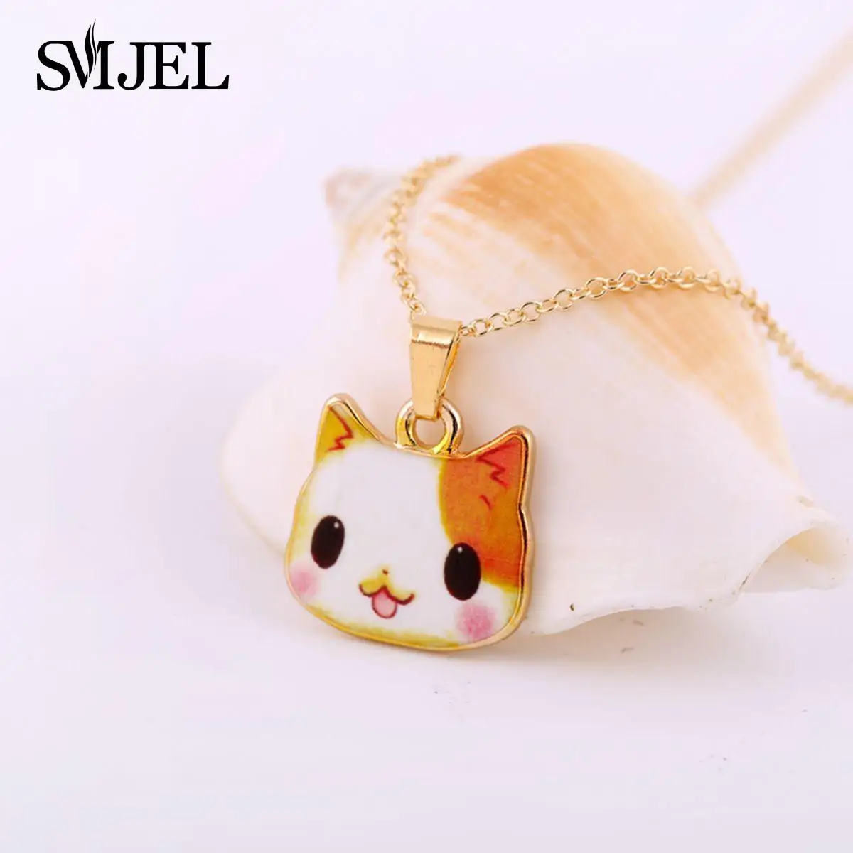 SMJEL New Fashion Colorful Cute Kitty Animal Necklace Lovely Cat