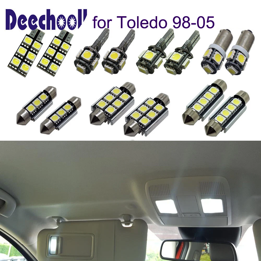 deechooll 6pcs LED Car bulbs for Seat Toledo 1M , Canbus White Interior