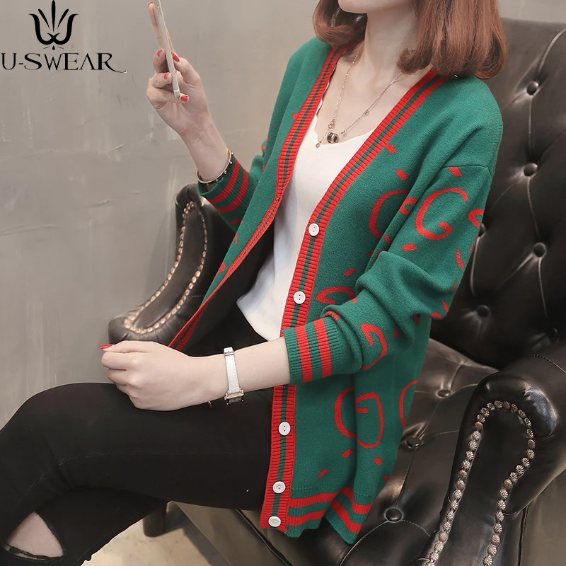 

Printed Cardigan Women for 2018 Spring Ladies Elegant Luxury Sweater Long Sleeve Women Clothing Female Women Tops Cardigan