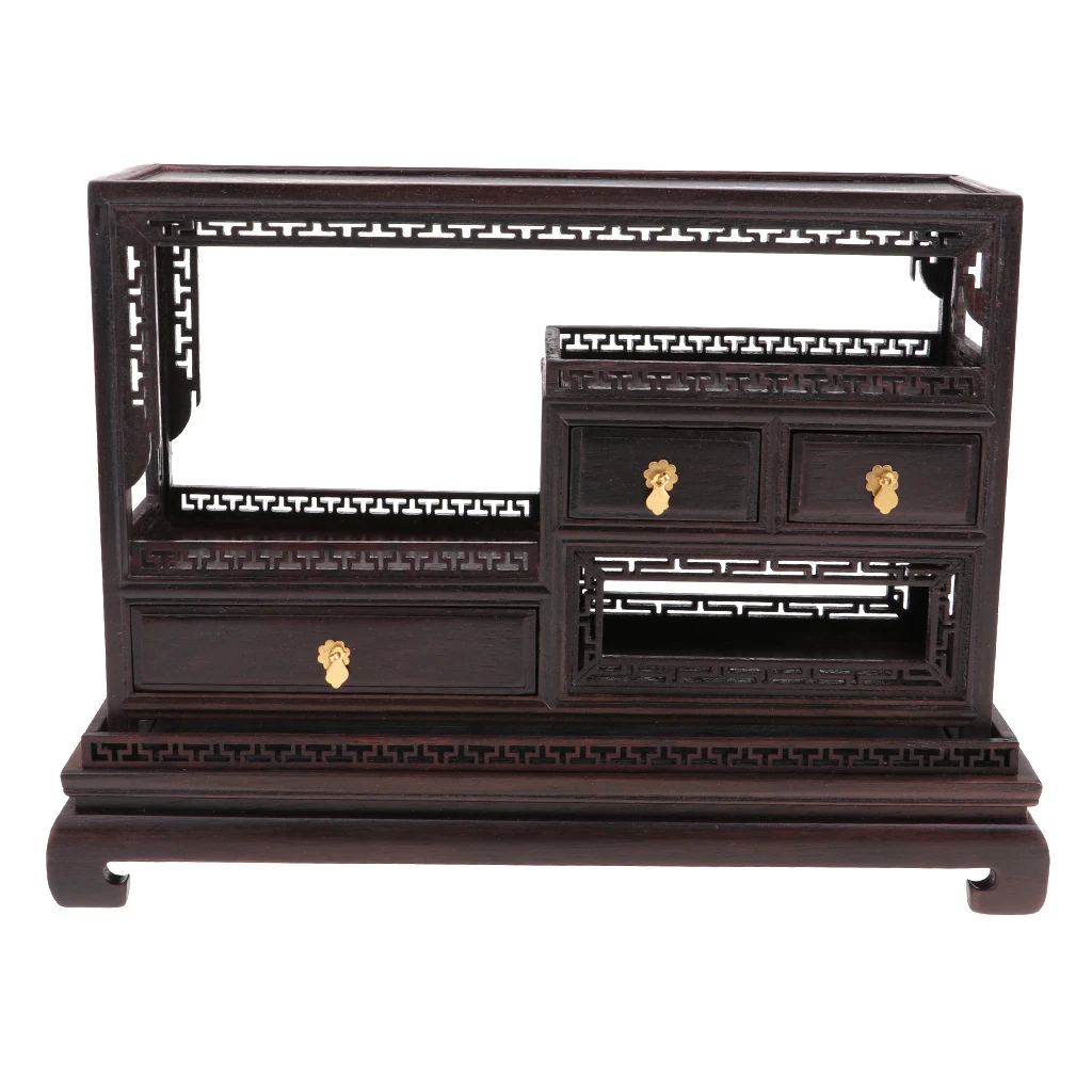 Retro 1/6 Mini Annatto Rosewood Chinese Tea Cabinet Furniture for  Dollhouse 12inch Action Figures Accessories