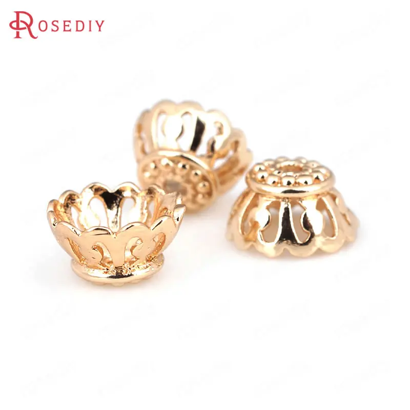 Латунные шапочки для бусин отверстия 10x6 мм 1 3 24 К цвета шампанского|diy jewelry