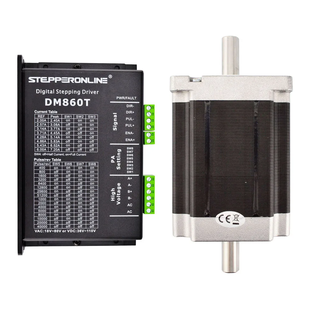 

1 Axis Stepper CNC Kit 1.8 deg 8.5Ncm(1204oz.in) Nema 34 dual shaft Stepper Motor & Driver 2.4-7.2A