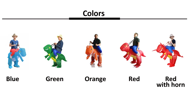 Colors adult dinosaur blue green orange red -