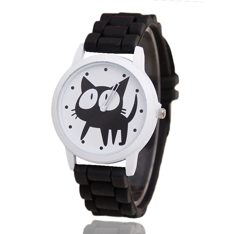 Beste Mooie Cartoon Kat vrouwen horloges Siliconen Band Sport Quartz Polshorloge Mode kleurrijke Horloges Montre Femme Relogio Feminino