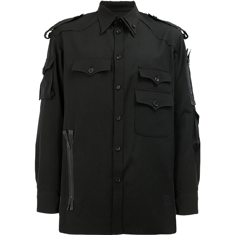 

S-5XL 2019 New Men's clothing fashion DJ Hair Stylist Retro military wind literature shirt plus size costumes