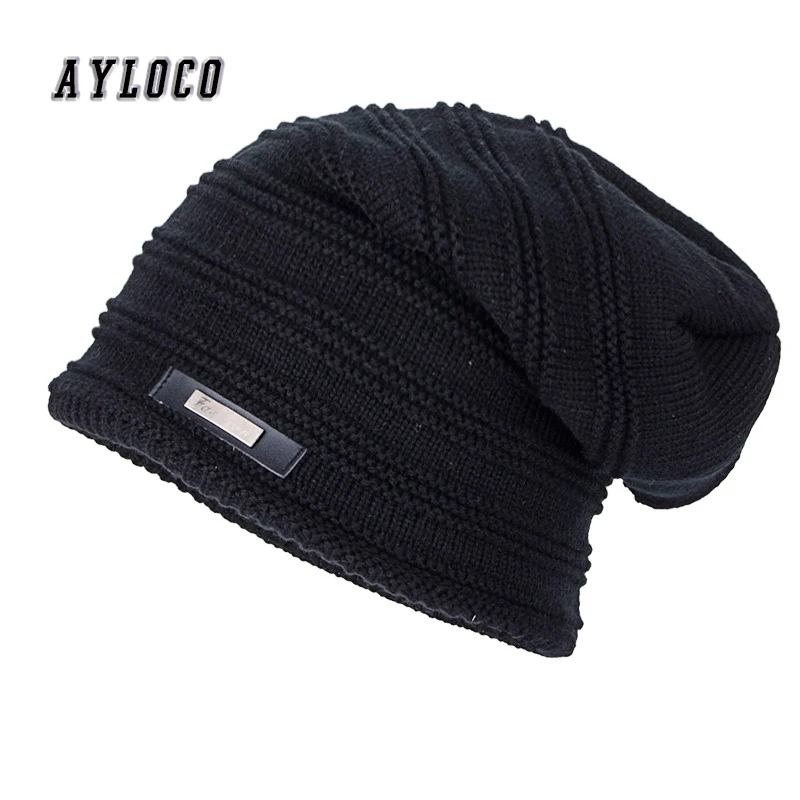 

Unisex winter hat fashion knitted black hats Fall Hat Thick and warm and Bonnet Skullies Beanie Soft Knitted Beanies Cotton