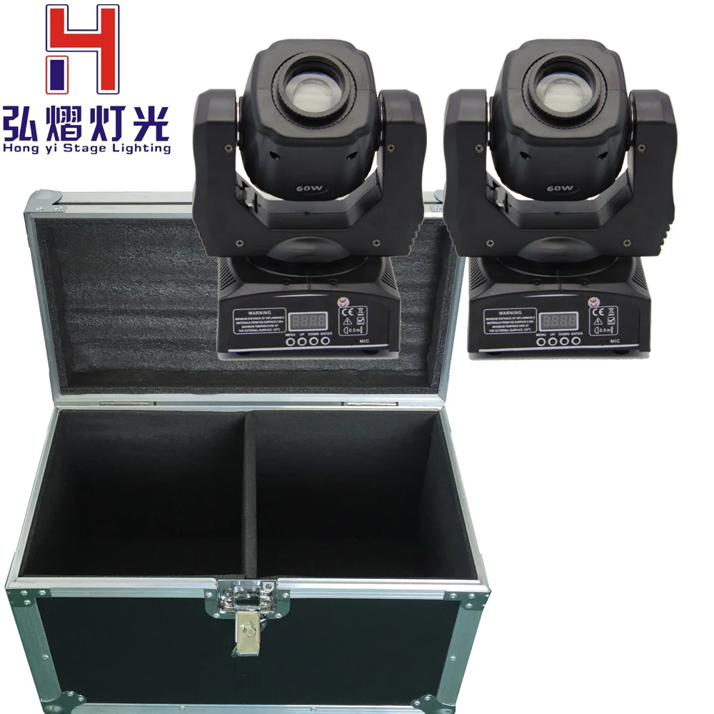 

Flight Case with 2in1 mini 60W gobo moving head light DMX512 stage dj light 2pcs/lot