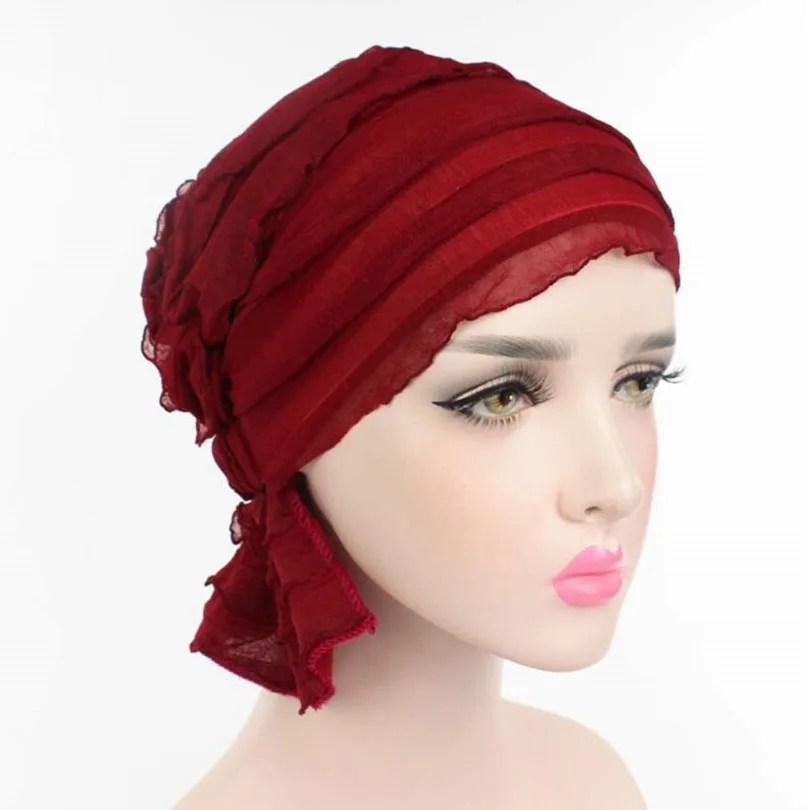 Haimeikang шифон мусульманский эластичный чалма-шапочка предварительно связали шарф платок Чемо Hat рака шарфы Леди Turbante