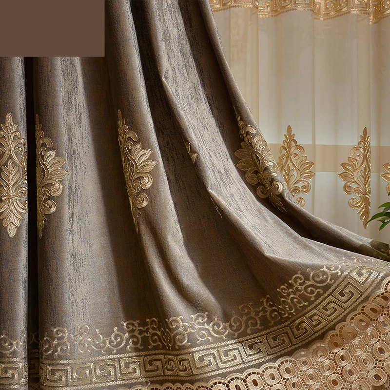  Custom curtains luxury European Italian velvet American bedroom embroidery screens cloth blackout c - 32859794876