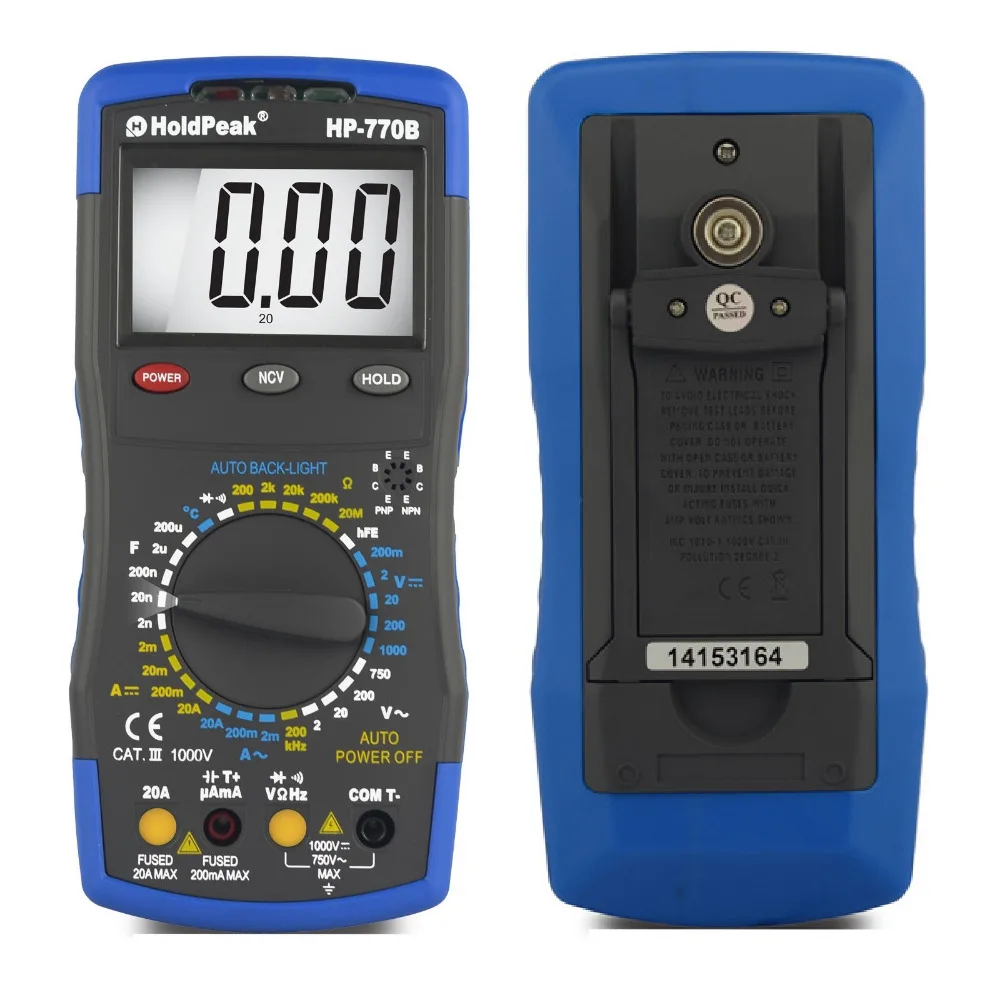 Multimetro HoldPeak HP 770B NCV Цифровой мультиметр характеристика и частота/Dide/hFE Тест|multimeter
