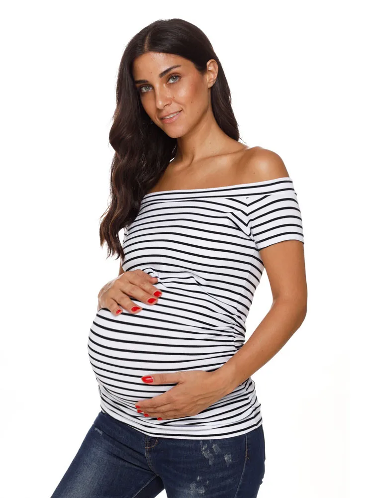 Download Womens Maternity Tops Off Shoulder T shirt Short Sleeve ...