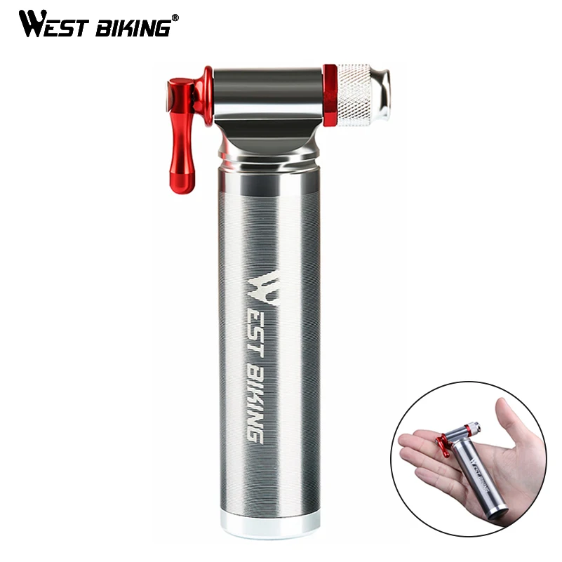 

WEST BIKING Cycling CO2 Inflator Presta/Schrader Valve Compatible Cartridges Not Included Bicycle Tire Pump Alloy Bike Mini Pump