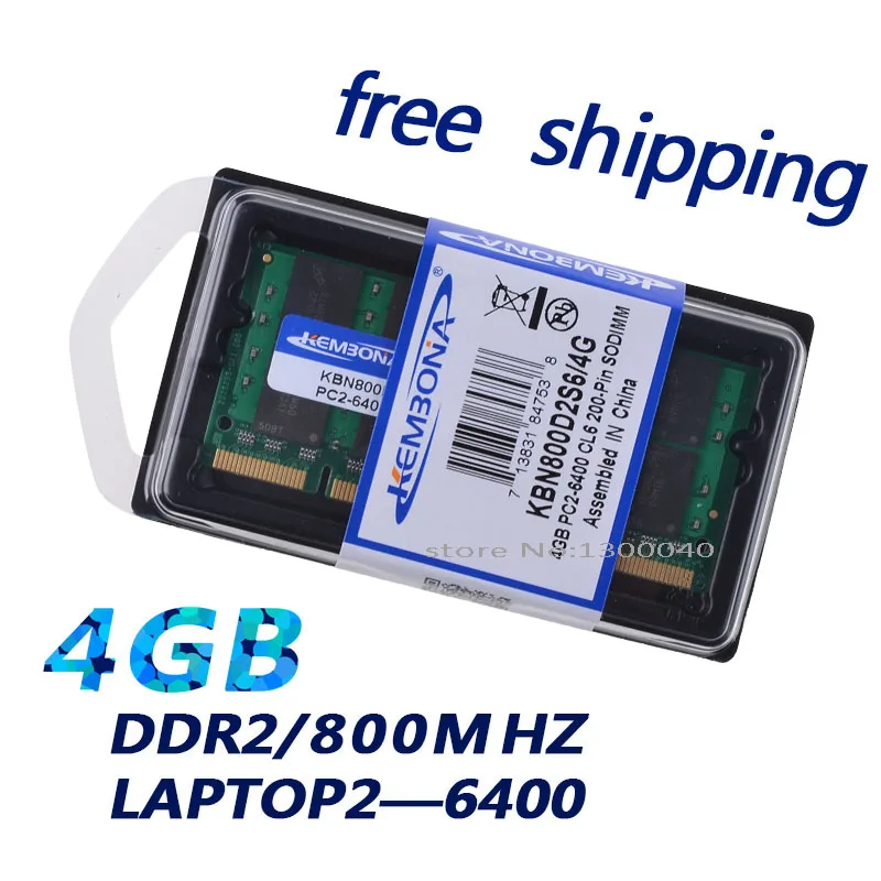  KEMBONA New 4GB pc2 6400 ddr2 800 MHz 200pin sodimm Laptop notebook RAM SO-DIMM free shipping