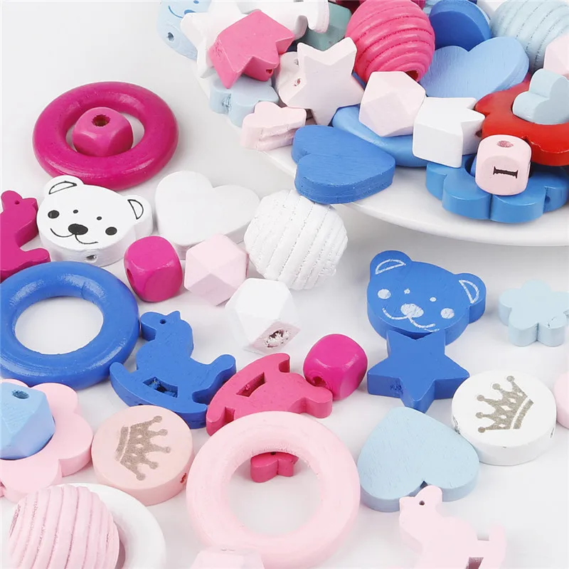 

Multi-Pattern Mixed Color DIY Thread Beehive Wooden Beads For Jewelry Making Crafts Kids Toys Teething Spacer Beading Beads