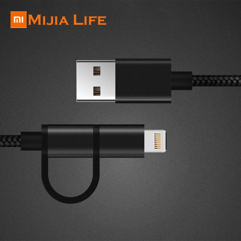 

Xiaomi Mijia SK Two in one 0.3M/1.5M charging data transmission line Lightning& micro USB the sturdy nylon quality easy to car