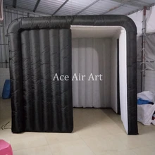 Двухдверный Прокат черный шатер кабины надувной фотобудка с led светильник для рекламы