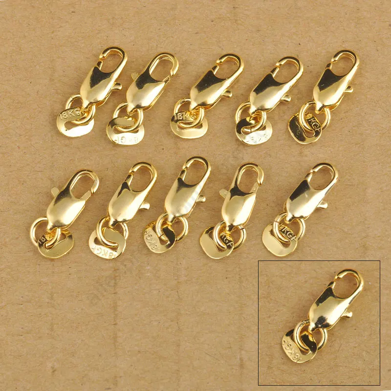 24Hours Fast Shipping 20Pcs  Yellow Gold Filled Lobster Clasp Connecter Lin Jewelry Necklace Bracelet Stamped Tag