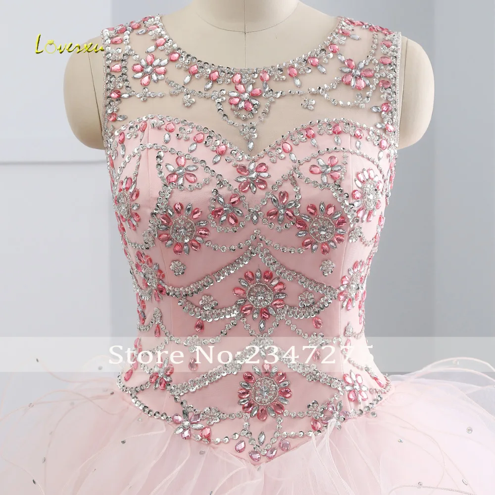 Loverxu совок шеи винтажное бальное платье с оборками бальное платье вышито бисером с блестками органза платье для светской львицы для 15 лет плюс размер