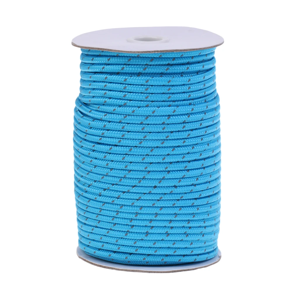 High Visibility 5mm 50m Fluorescent Reflective Guyline Tent Rope Nylon Cord Paracord for Outdoor Camping Hiking Tent 