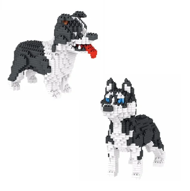 US $10.22 Assembly Mini blocks Cute Dog Husky Model Small Building Bricks Collie Educational Kids Toys Christ