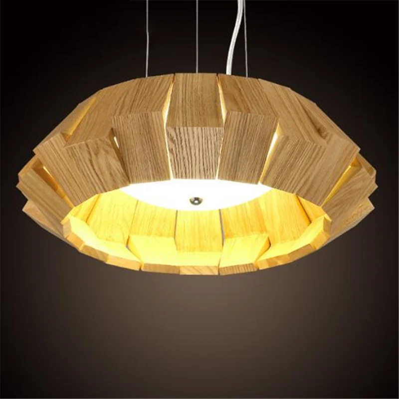 

Modern Home Wooden Circular Dining Room Pendant Light Art Cafe Decoration Light Restaurant Lamp Free Shipping