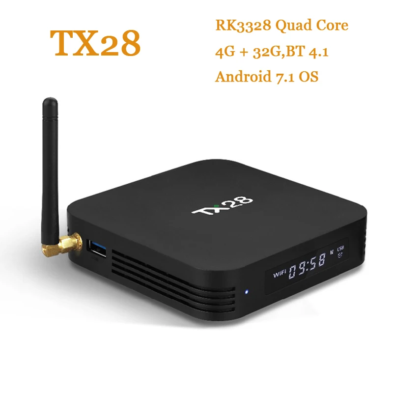

TX28 Android TV Box Andriod 7.1 OS 4GB RAM 32GB ROM RK3328 2.4G/5G WiFi Set Top Box BT 4.1 LAN 100M USB3.0 Smart TV