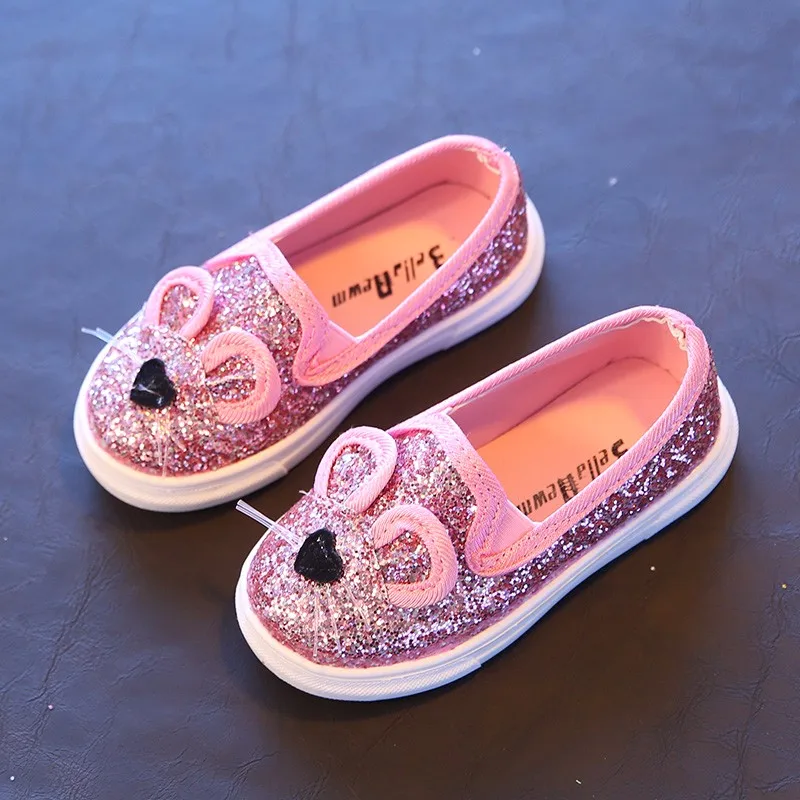 

2017 Spring Fashion Baby Kids Sequins Cartoon Casual Shoes For Girls and Boys 6 Colors Chlidren Footwear size 21-36 Flats