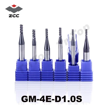 

5pc cnc cutting tool ZCC.CT GM-4E-D1.0S solid Carbide 4 flute flattened end mills 1mm tiny square head high speed milling cutter
