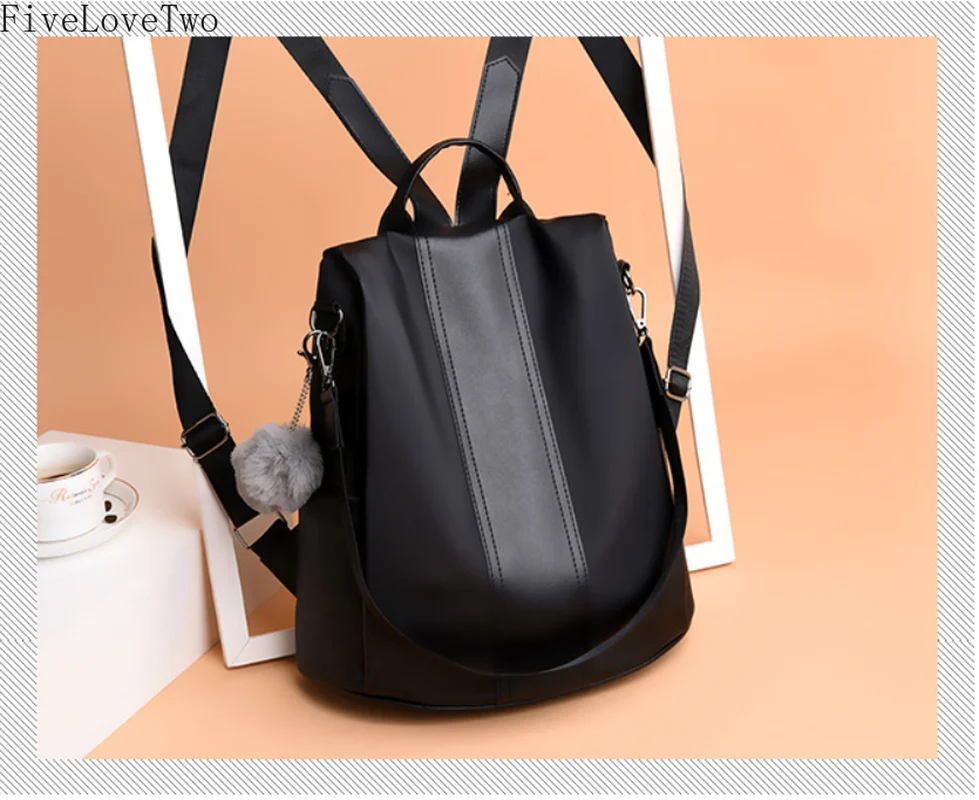 

FiveLoveTwo Rullar Women Ladies Girls Fashion Backpack Nylon Lightweight Hiking Shoulder Bag Daypack Purse Anti-theft Rucksack