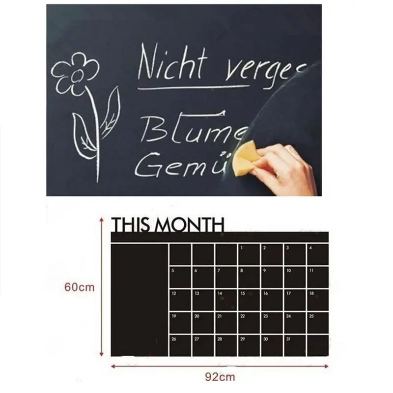 Ежемесячная доска меловая доска Съемная Настенная Наклейка месяц план календарь Памятка DIY 60 см x обои 92 см