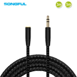 Premium Audio Extension Cable - 3.5mm Male to Female, Wired Headphones & Speaker AUX Cord, Available in 3m/5m Lengths - 3m
