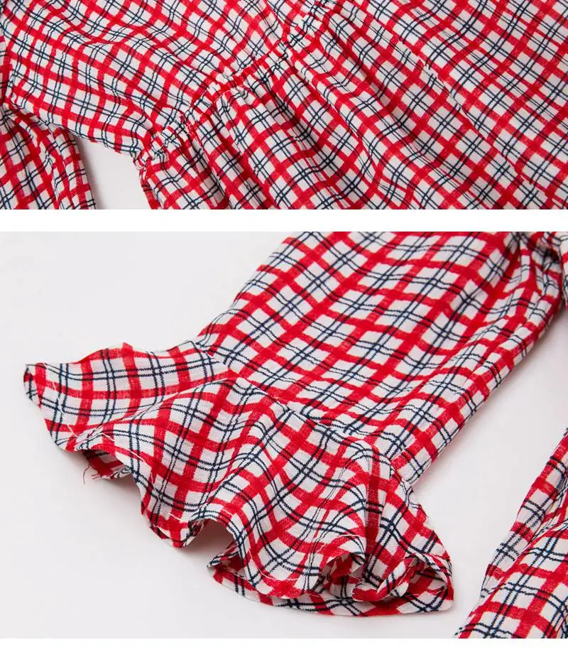 Girls Plaid Off Shoulder Dress G5506-12
