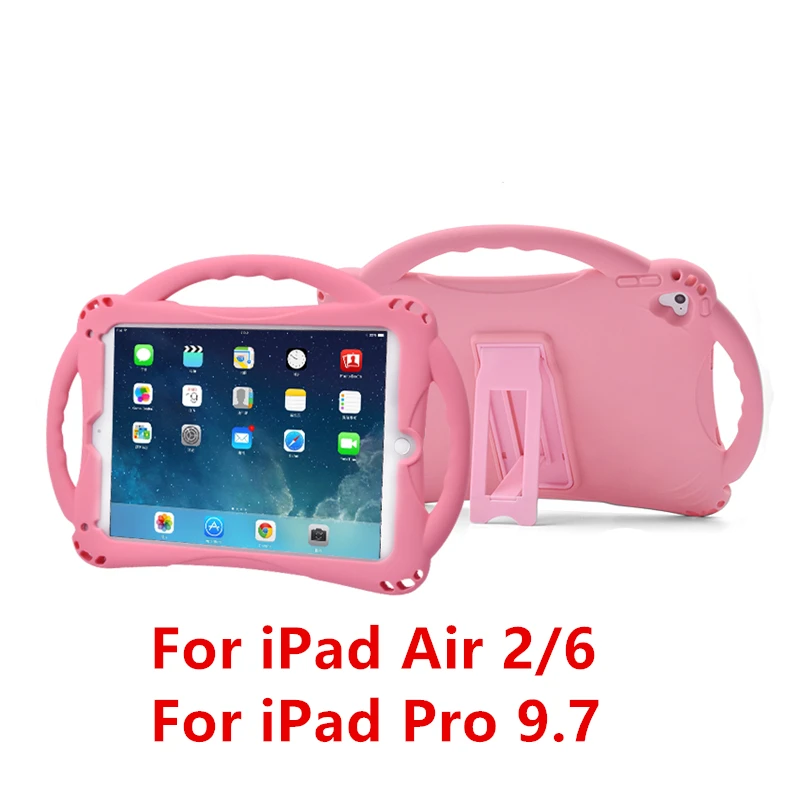 Shockproof Kickstand for iPad 9.7 Case Kids Soft Non-toxic Silicon Children Cover for iPad 2 3 4 Air 2 1 Mini Coque - Цвет: Pink Mini Air 2