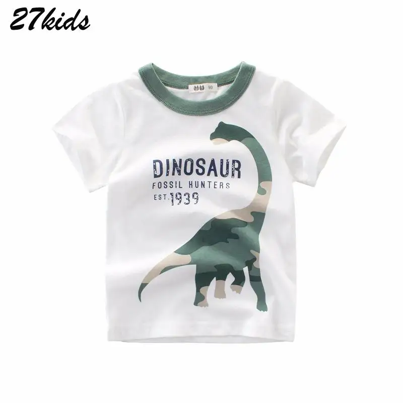 Купить 5 получить скидка 5% летом динозавров для мальчиков рубашки для девочек хлопковая одежда для маленьких детей для ребенка летние футболки футболки