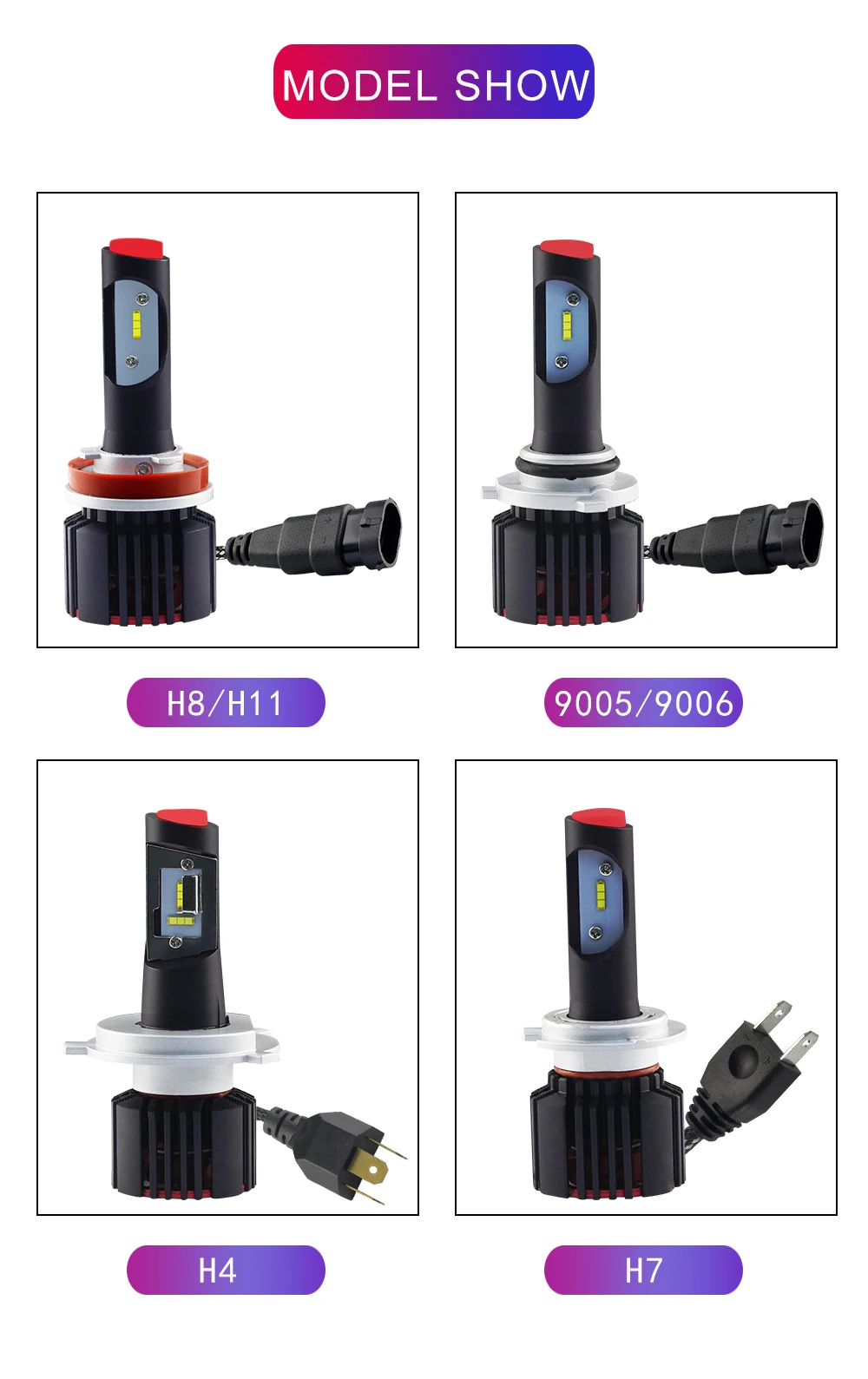 DXZ 2 шт. H7 H4 H11 H8 9005 9006 9003 HB2 одиночный HB4 HB3 Светодиодные автомобильные лампочки 6800LM автомобильный Стайлинг 6000K авто фары с Canbus