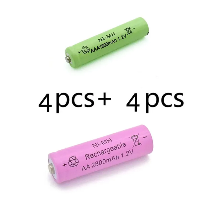 20 шт AA 2800mAh Ni-MH аккумуляторы+ 20 шт AAA 1800mAh Аккумуляторы - Цвет: 4pcs and 4pcs