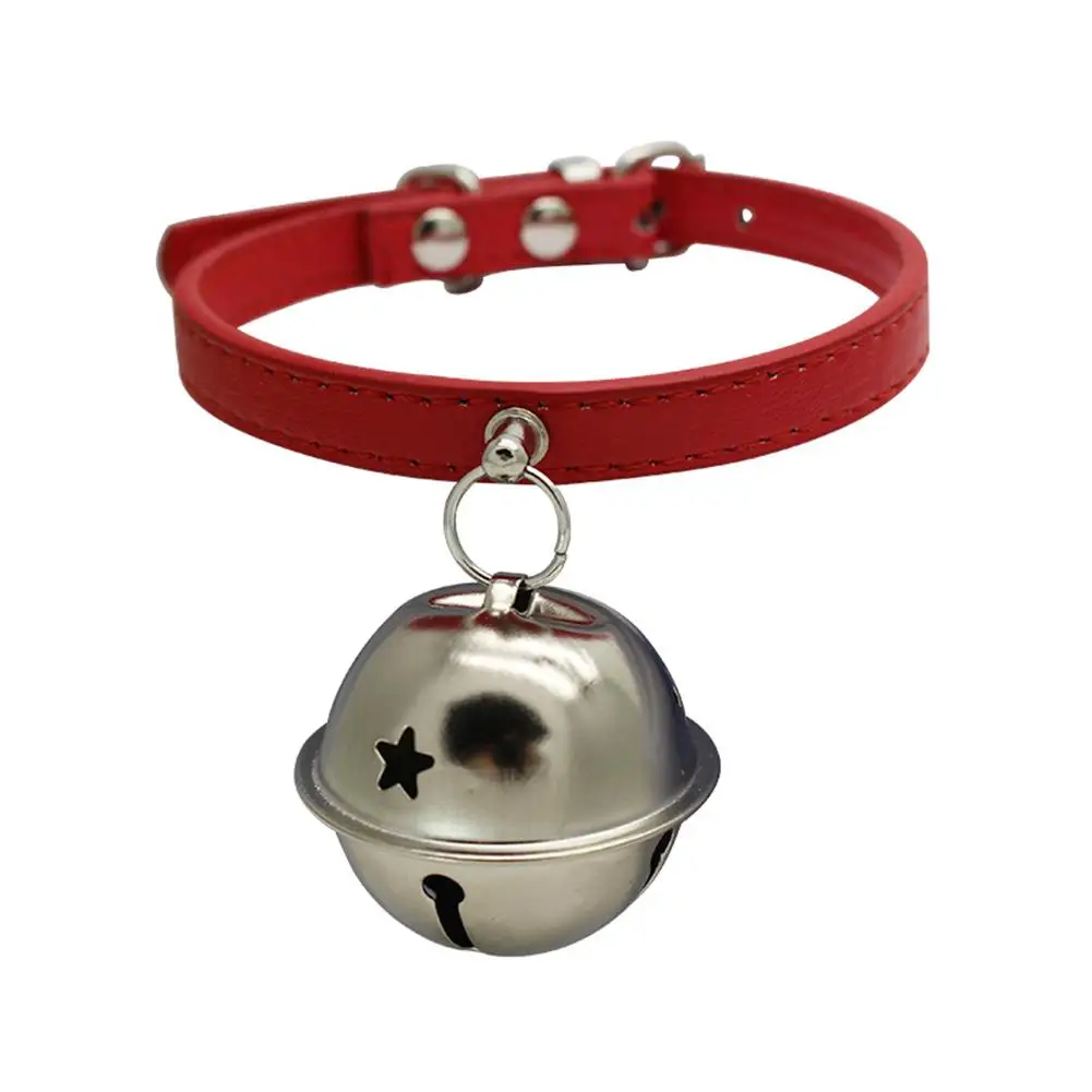 TINGHAO New selling Dog Collar Pet Cat Adjustable Faux Leather with Bell Puppy Necklace Gift | Дом и сад