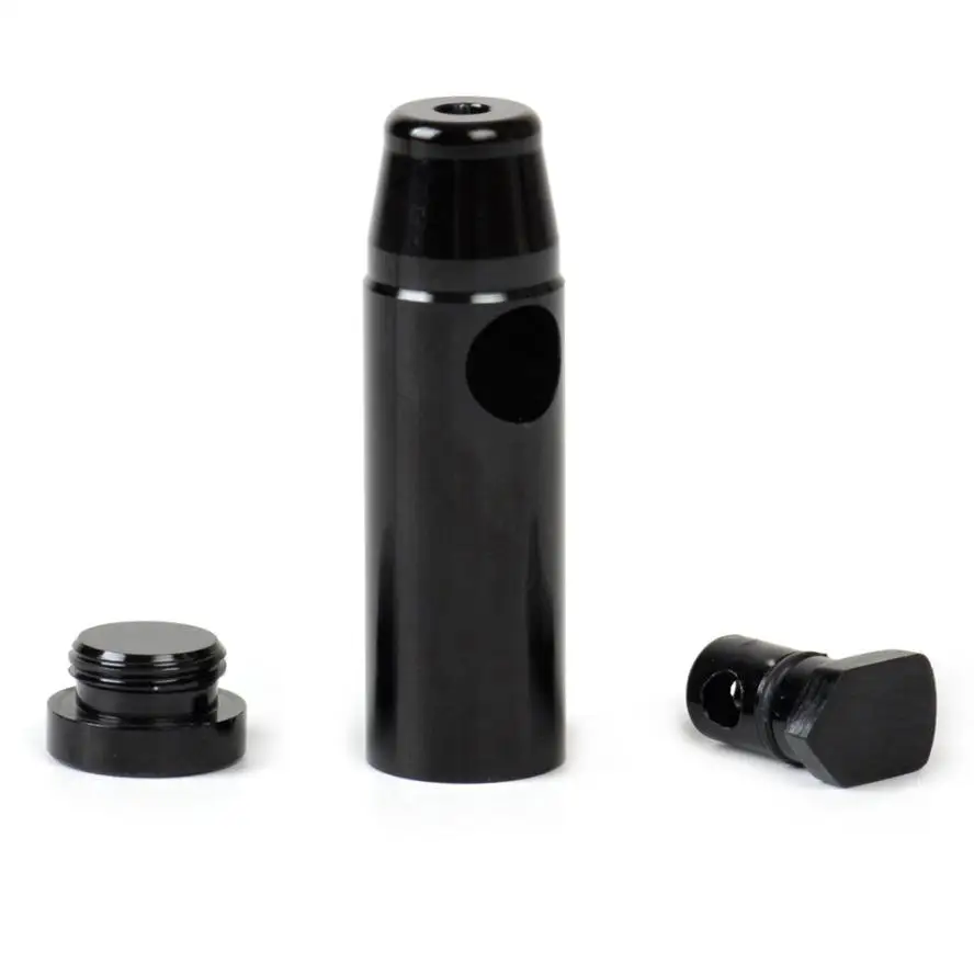Black Elegant Metal Sniffer Snuff Dispenser Powder Bullet Aluminumin