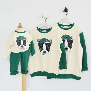 

HT952 fashion Spring Autumn Sweatshirts Mother&Baby Clothes Family Matching Outfits Long-sleeved Tshirt Kids Tops+Pants 2pc Sets