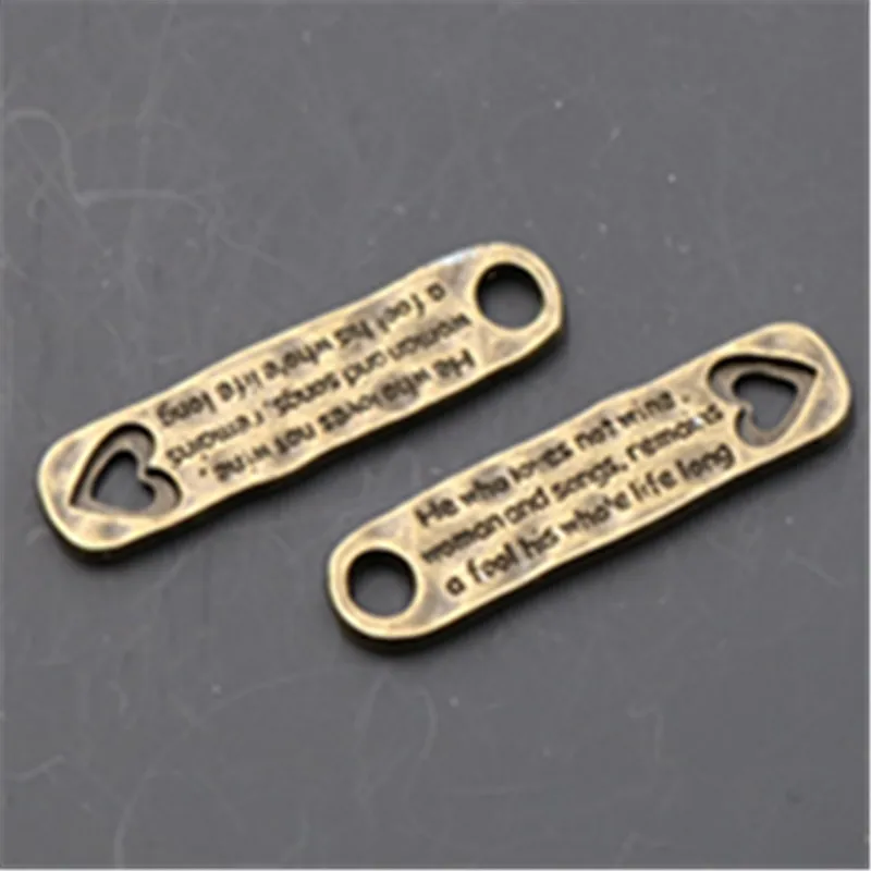 

8pcs Antique bronze he who loves not wine, women and songs, remains a fool his whole life long Charm DIY Jewelry alloy connector