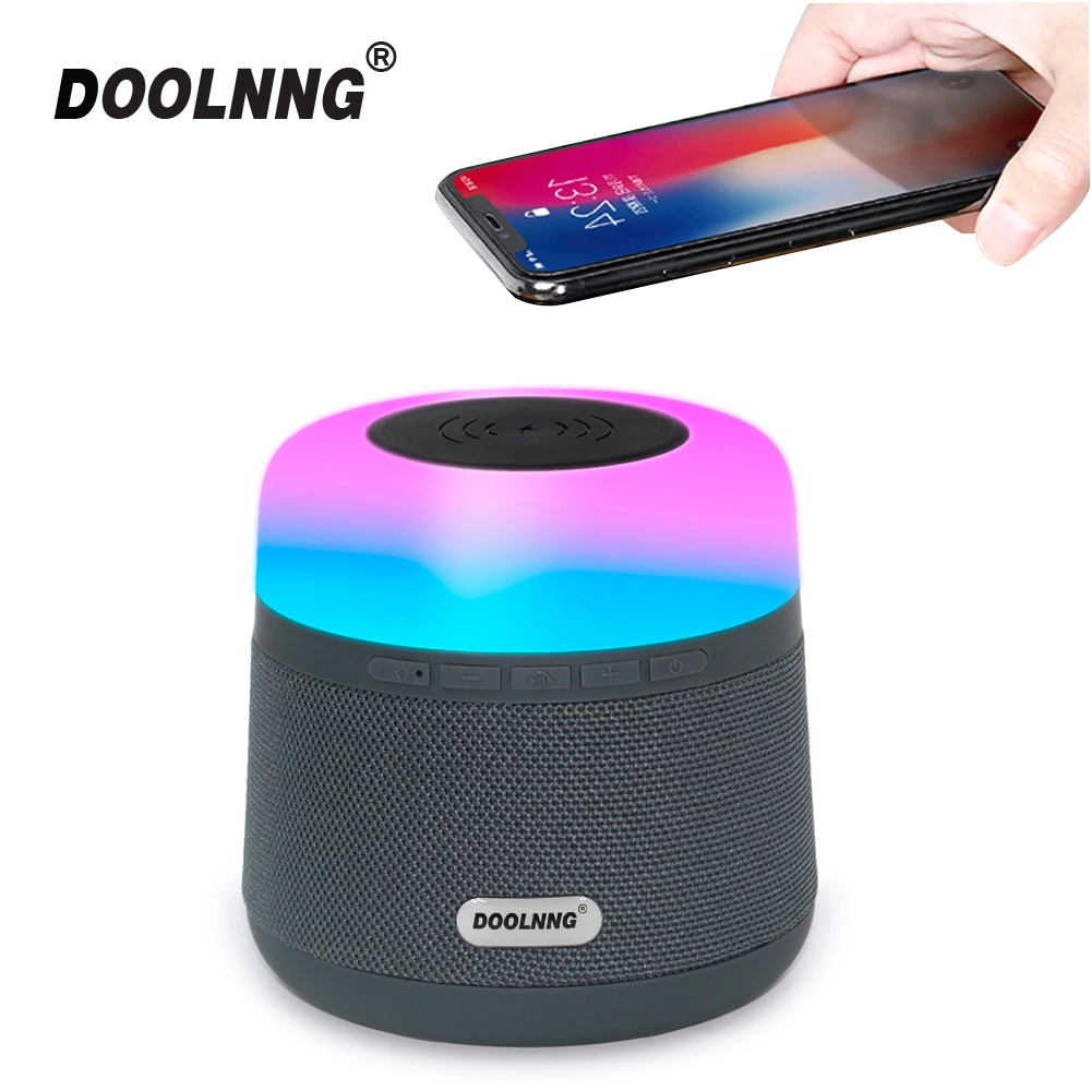 

DOOLNNG NR3500 Wireless Charging Bluetooth Speaker With Colorful Night Light 10W Powerful Desktop Subwoofer For Mobile phone